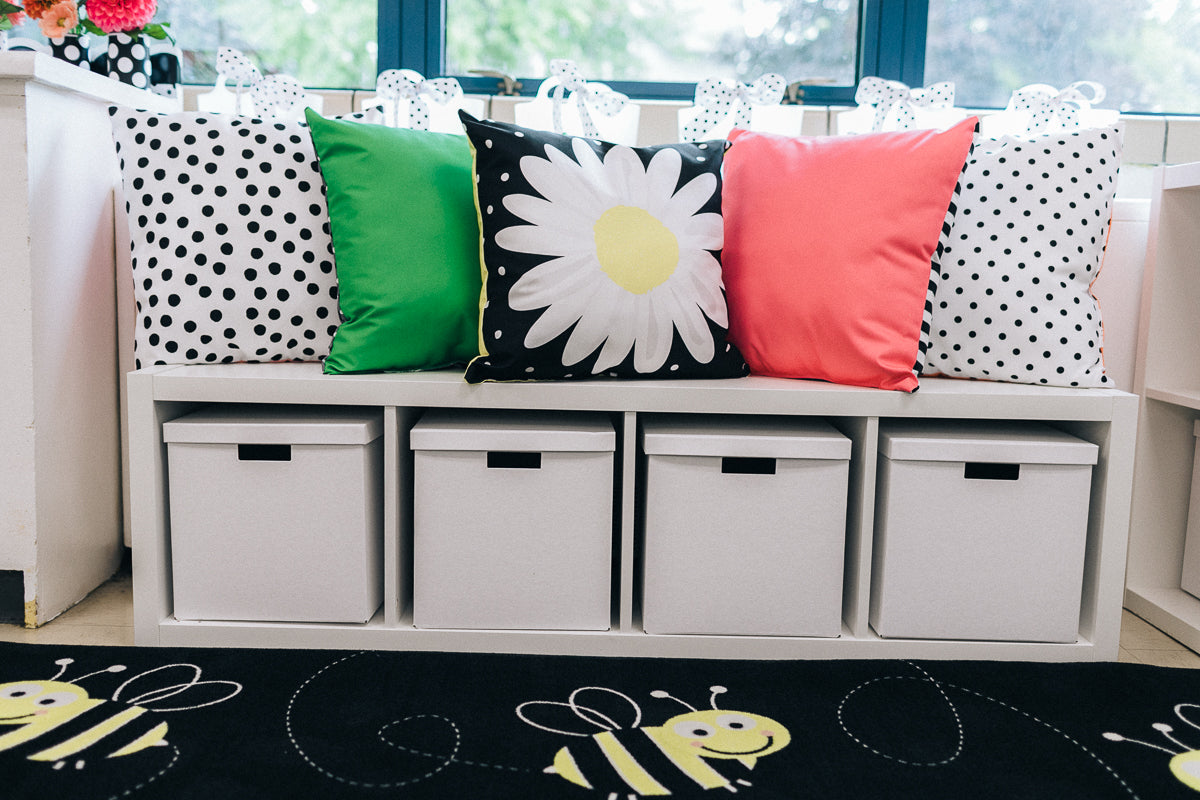 Bees on Black Classroom Rug By Schoolgirl Style