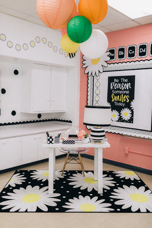 Daisy Polka Dots Classroom Rug by Schoolgirl Style