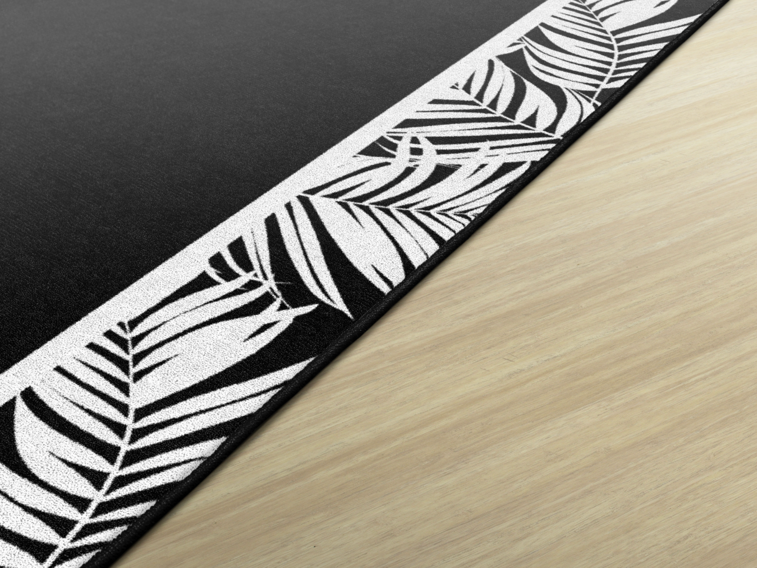 White Ferns On Black Classroom Rug by Schoolgirl Style