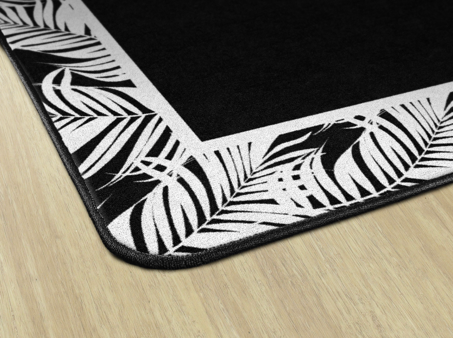 White Ferns On Black Classroom Rug by Schoolgirl Style