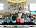 Load image into Gallery viewer, White Ferns On Black Classroom Rug by Schoolgirl Style