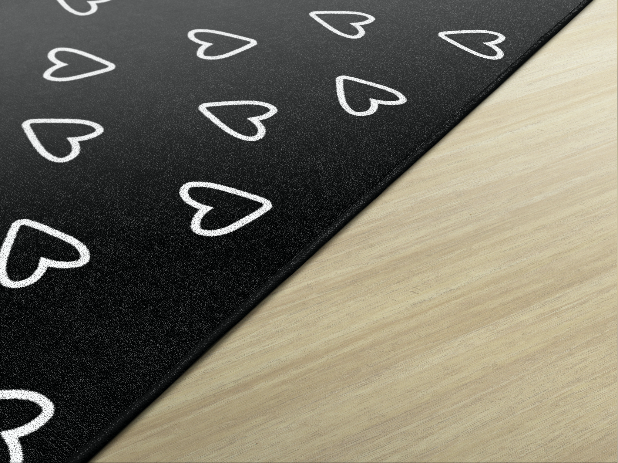 Black and White Hearts Classroom Rug by Schoolgirl Style
