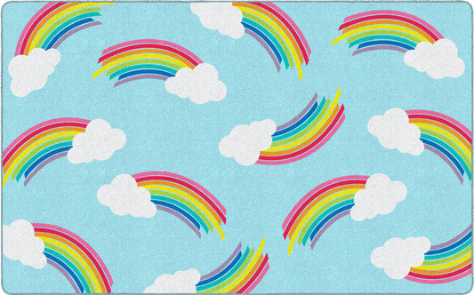 Whimsical Rainbow Blue Classroom Rug by Schoolgirl Style