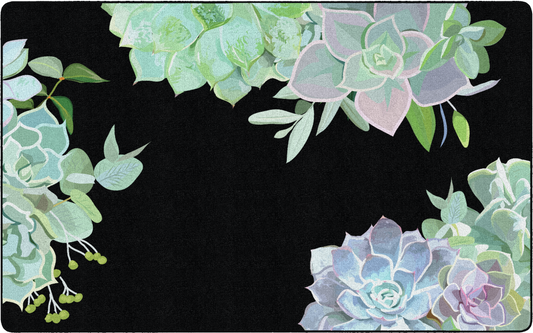 Succulents on Black Classroom Rug by schoolgirl style