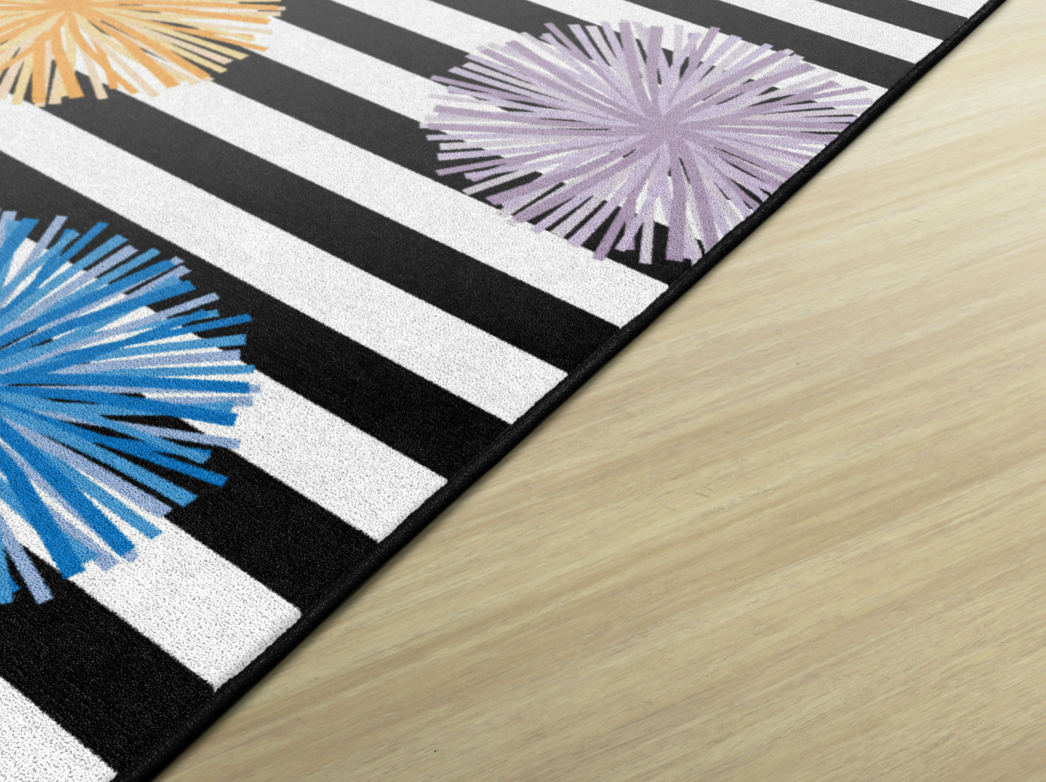 Rainbow Poms & Stripes Classroom Rug by Schoolgirl Style