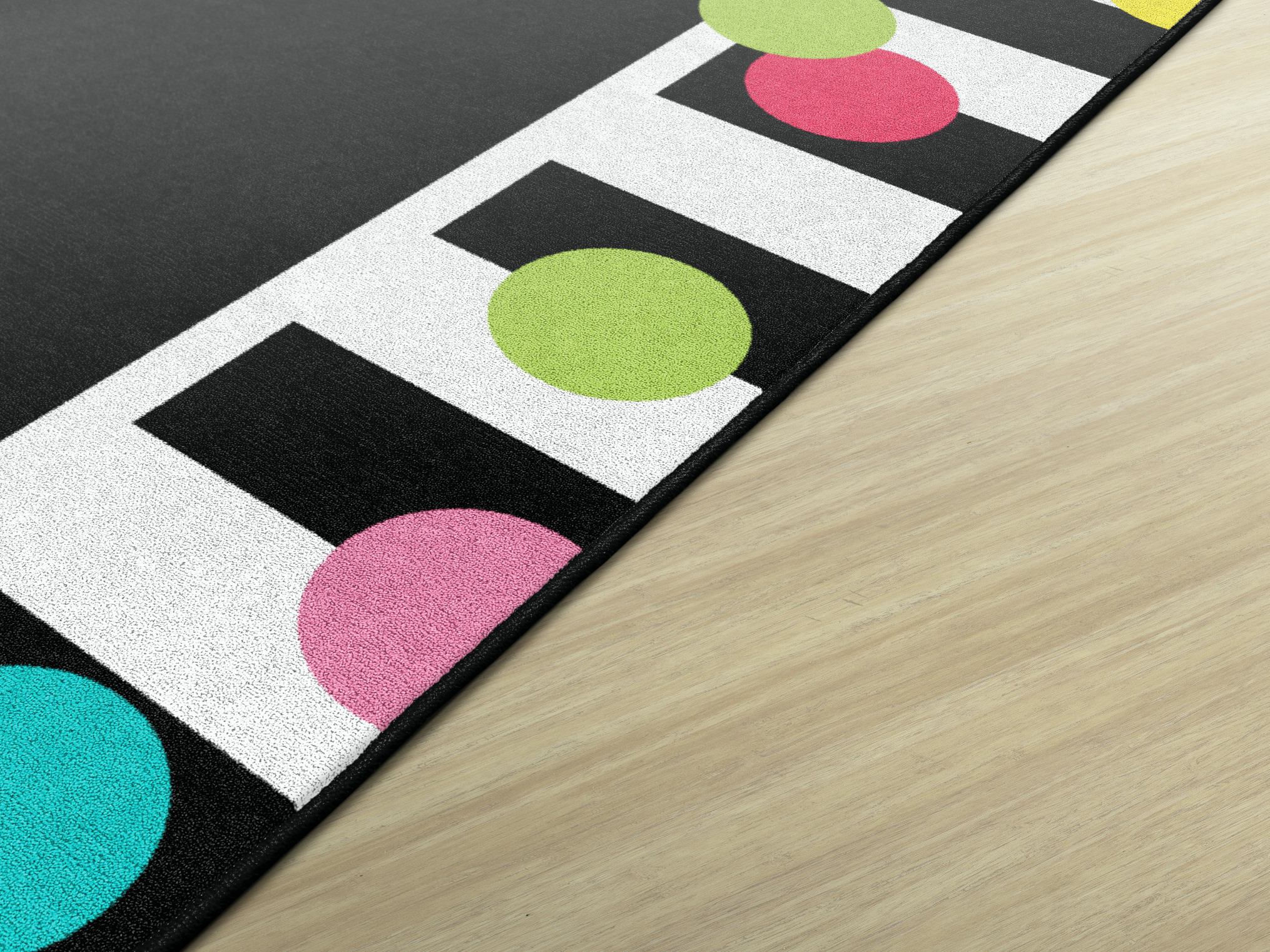 Rainbow Polka Dot Border Classroom Rug by Schoolgirl Style