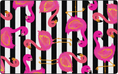 Load image into Gallery viewer, Black and White Stripes Flamingos Classroom Rug by Schoolgirl Style