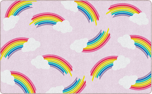 Whimsical Rainbow Pink Classroom Rug by Schoolgirl Style