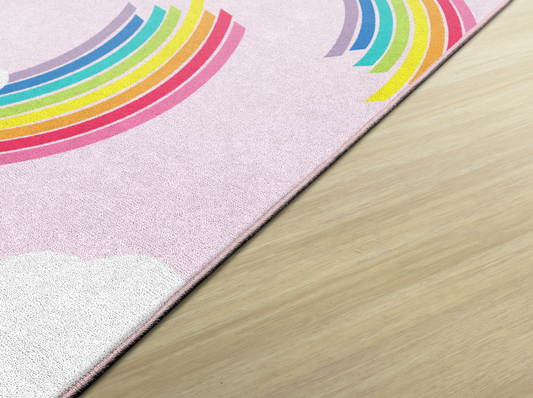 Whimsical Rainbow Pink Classroom Rug by Schoolgirl Style