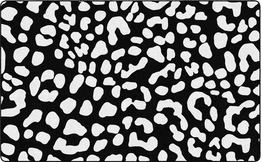 White on Black Leopard Dots Classroom Rug by Flagship