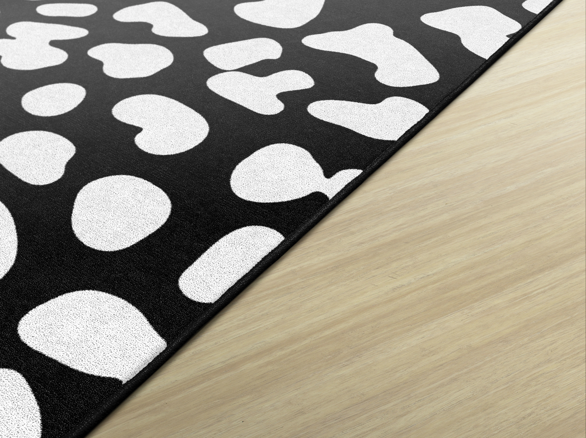 White On Black Leopard Dots Safari Classroom Rug by Schoolgirl Style