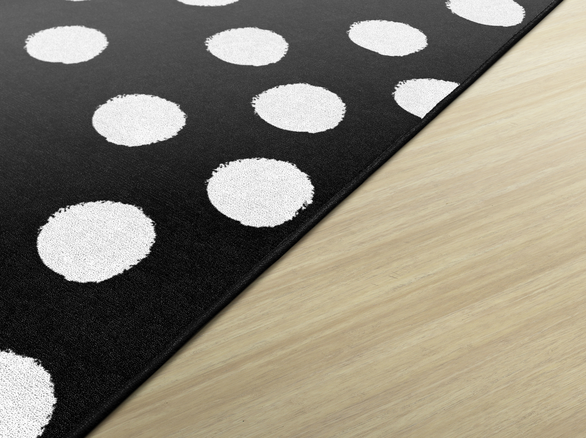 Painted White Dots on Black Classroom Rug by Schoolgirl Style