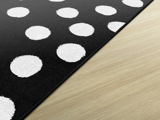 Painted White Dots on Black Classroom Rug by Schoolgirl Style