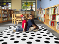 Load image into Gallery viewer, Painted Black Dots On White Classroom Rug by Schoolgirl Style
