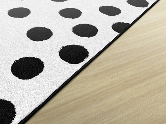Painted Black Dots On White Classroom Rug by Schoolgirl Style