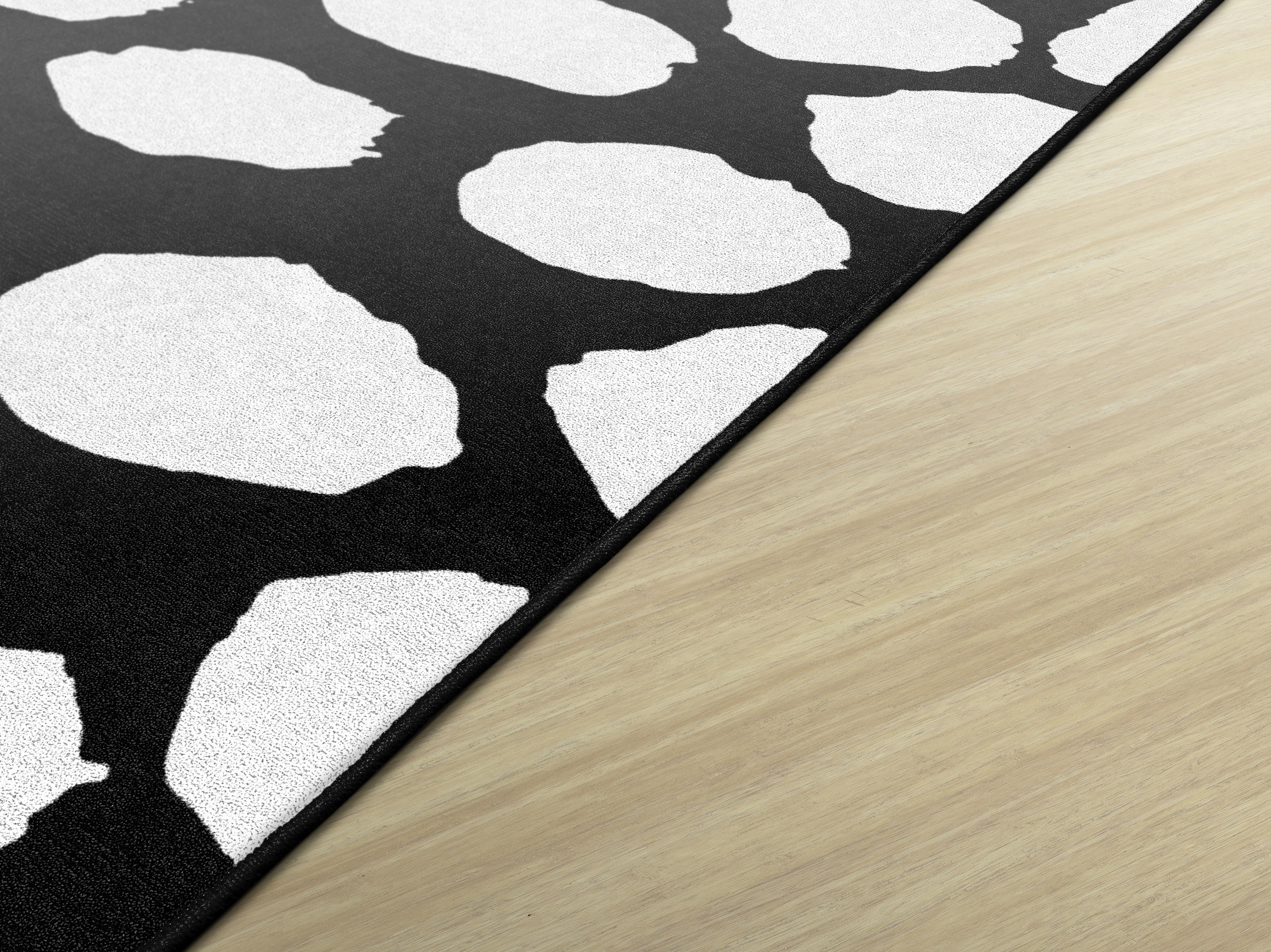 White on Black Safari Dot Classroom Rug by Schoolgirl Style