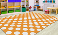 Load image into Gallery viewer, Orange Polka Dot Classroom Rug by Schoolgirl Style