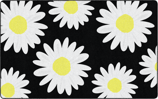 Daisy on Black Classroom Rug by Schoolgirl Style