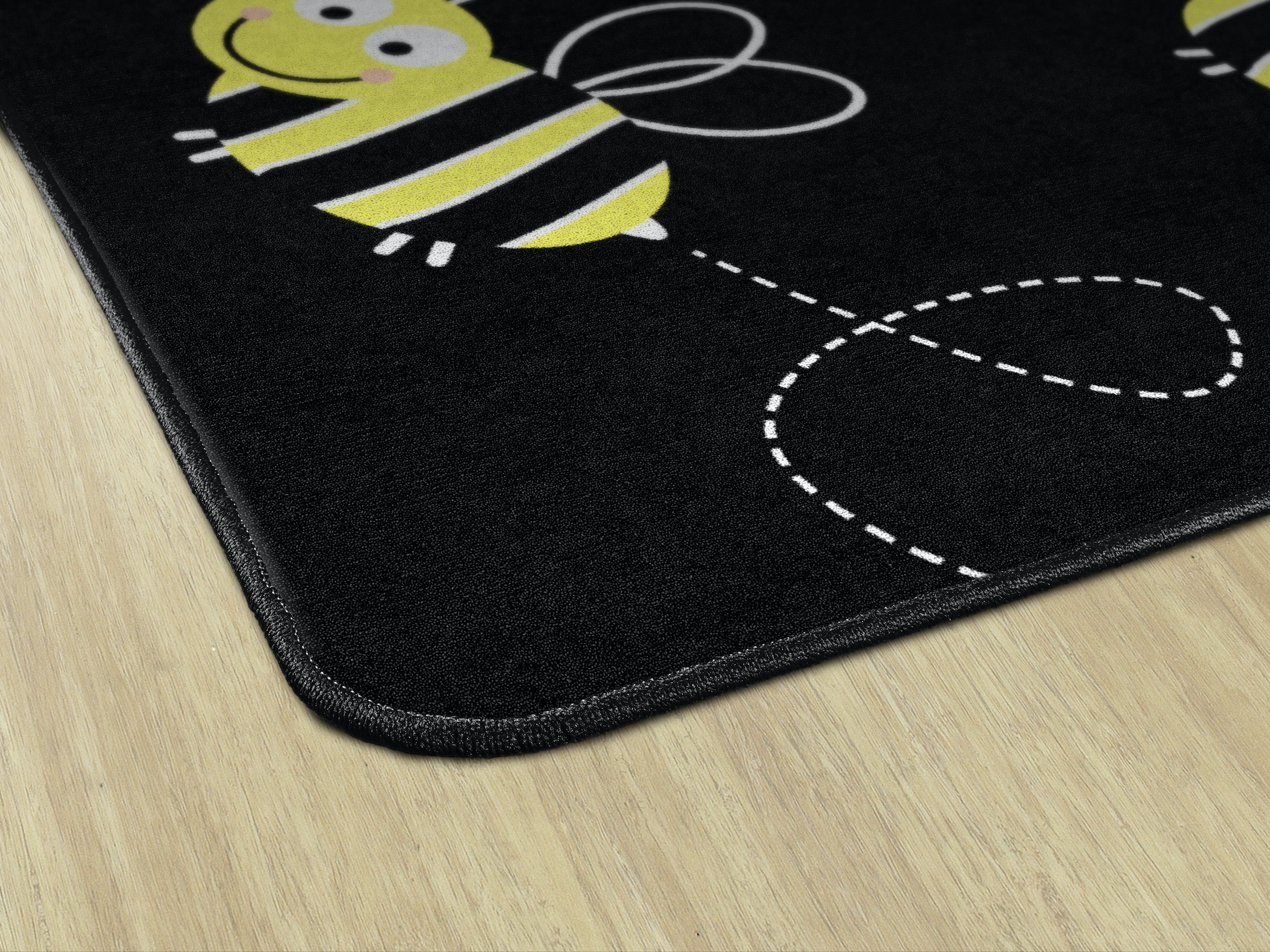 Bees on Black Classroom Rug By Schoolgirl Style