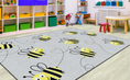 Load image into Gallery viewer, Bees on Gray Classroom Rug by Schoolgirl Style
