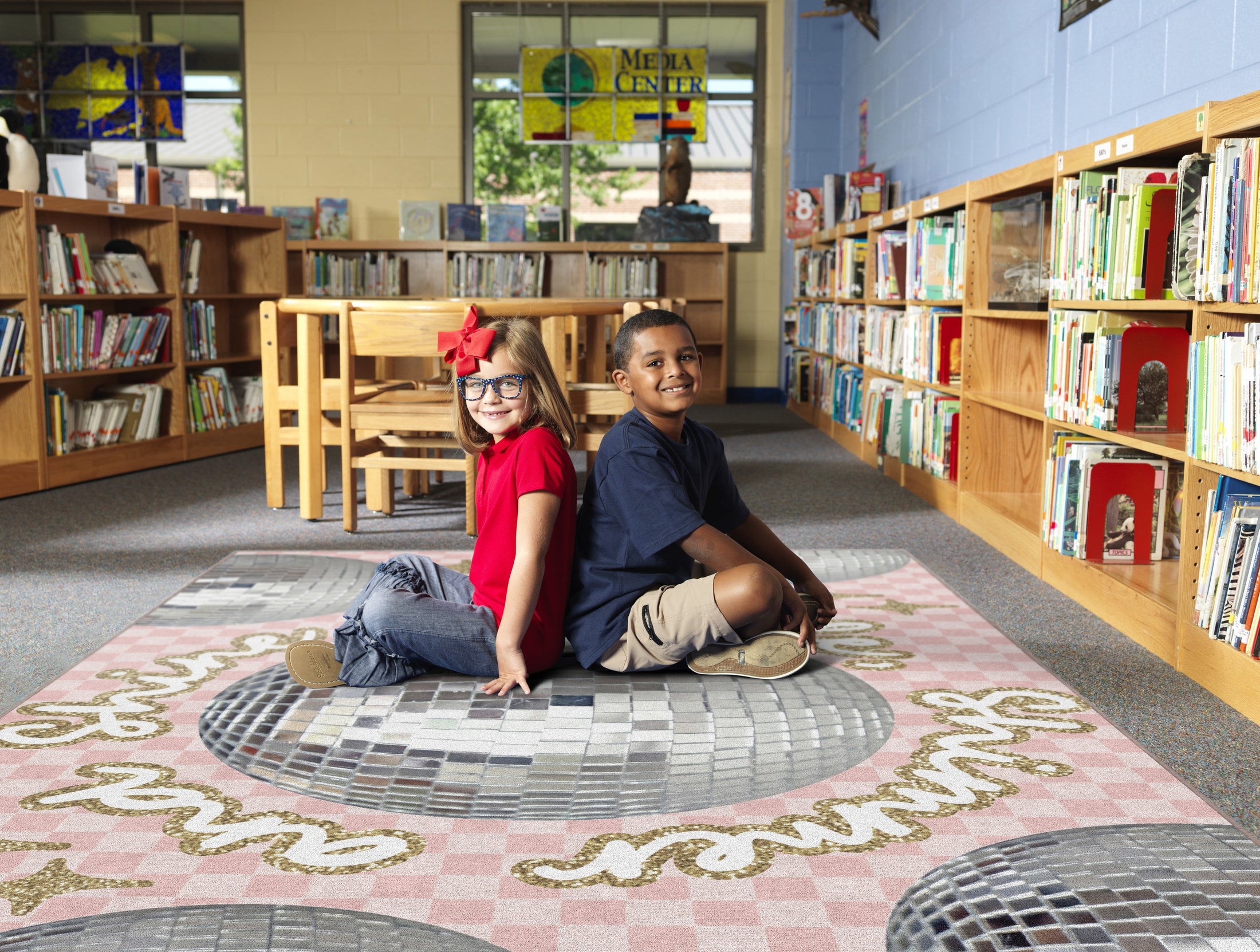 Disco Ball Checkerboard Classroom Rug by Schoolgirl Style