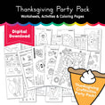 Load image into Gallery viewer, Printable November Thanksgiving Party Pack | Worksheets, Activities, & Coloring Pages