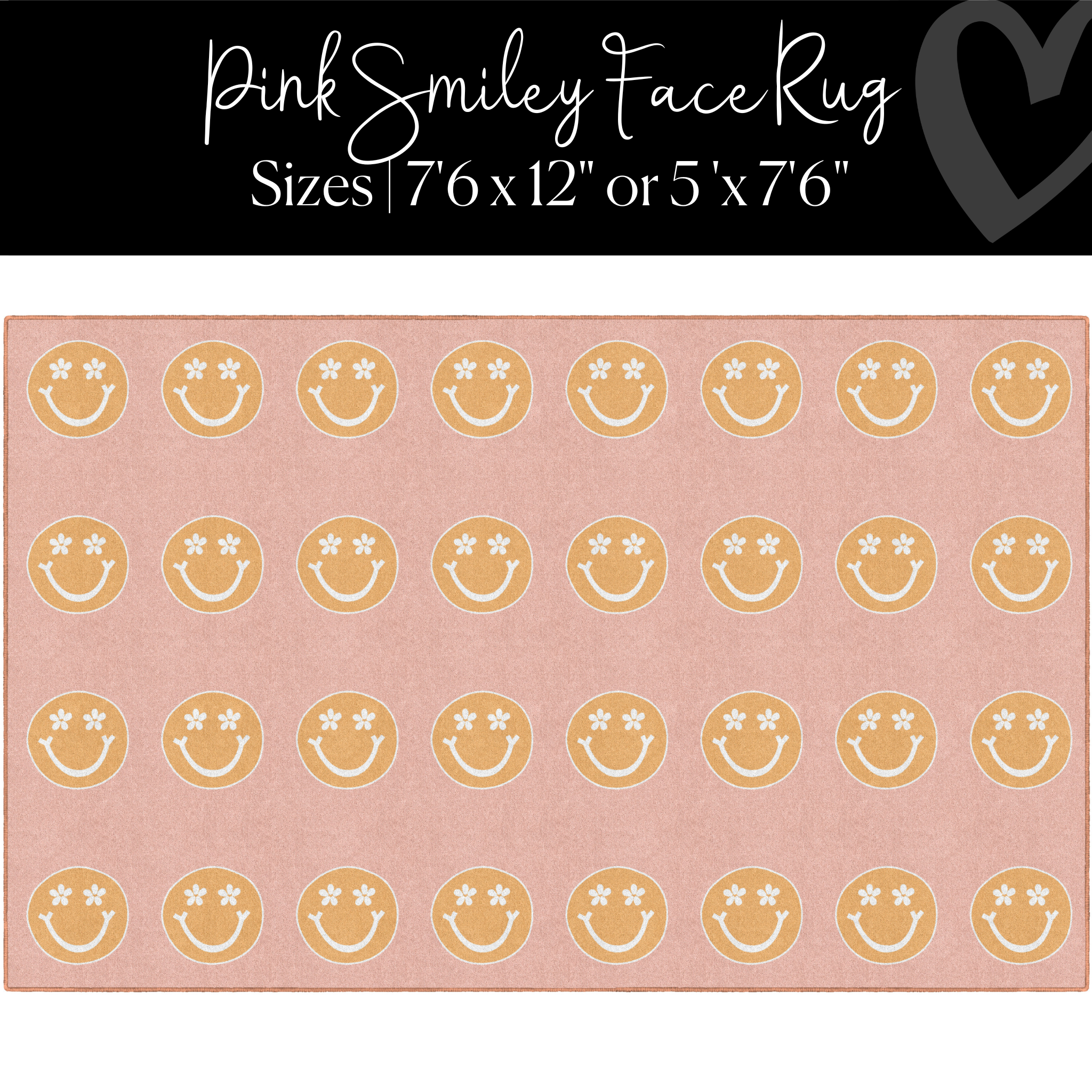 Viral Pink Smiley Face Sit Spots Rug Classroom Rug by Schoolgirl Style