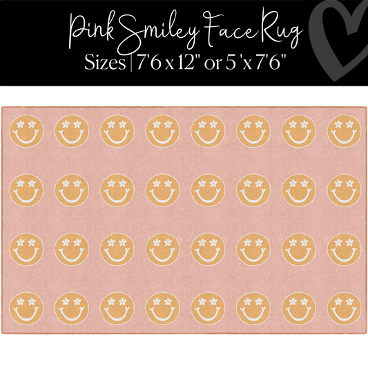 Viral Pink Smiley Face Sit Spots Rug Classroom Rug by Schoolgirl Style