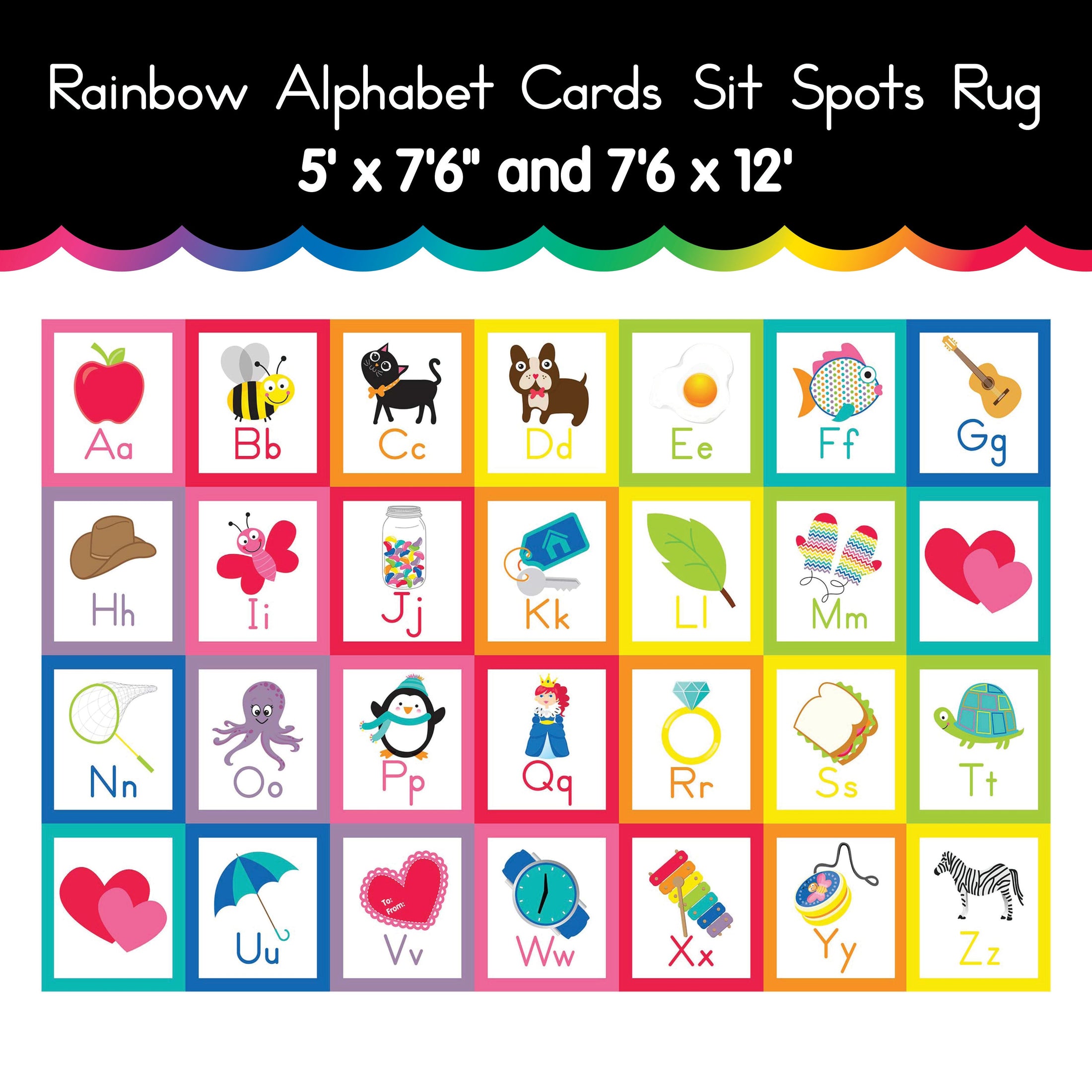 Rainbow Alphabet Cards Sit Spots Rug