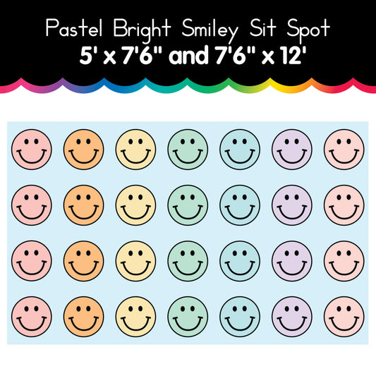 Pastel Rainbow Smileys Sit Spot Rug