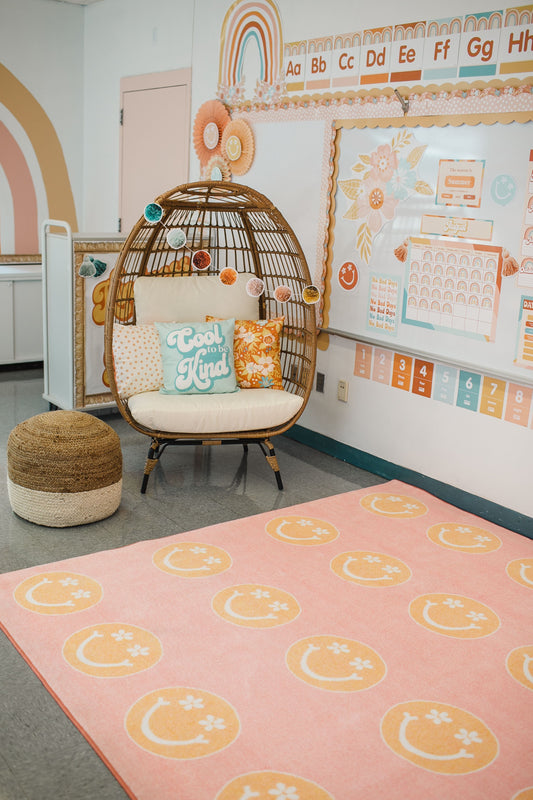 Smiley Faces Sit Spot Rug Seating Classroom Rug by Schoolgirl Style