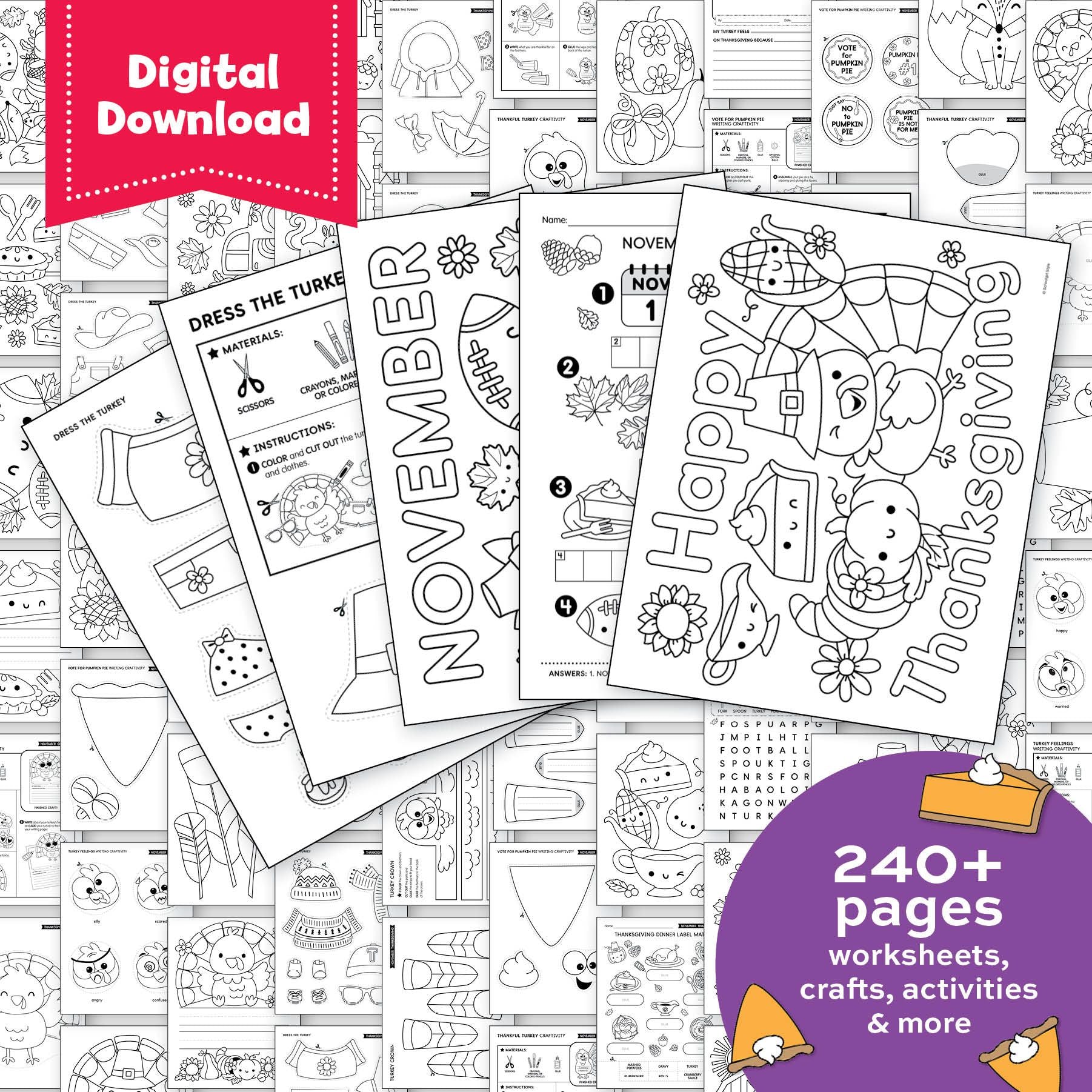 Printable Second Grade November Homeschool Curriculum Bundle