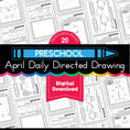 Load image into Gallery viewer, Printable Preschool April Directed Drawing Worksheets