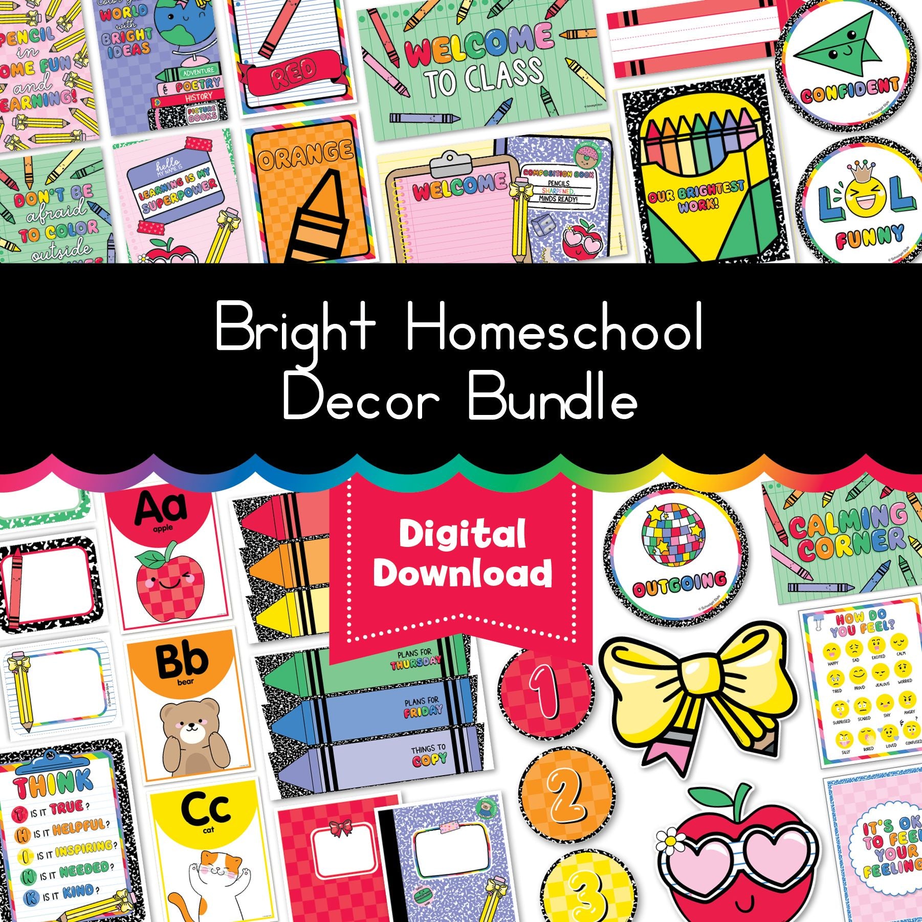 Bright Homeschool Decor Bundle