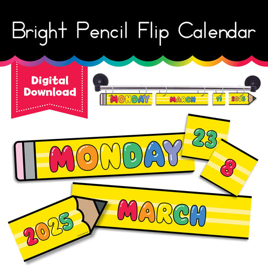 Bright Pencil Flip Calendar