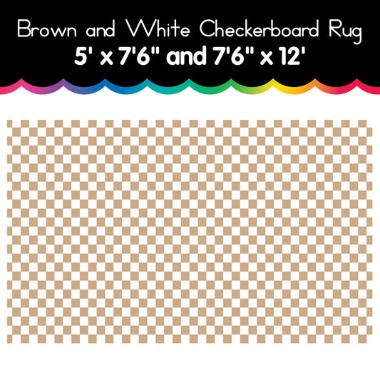 Brown and White Checkerboard Rug