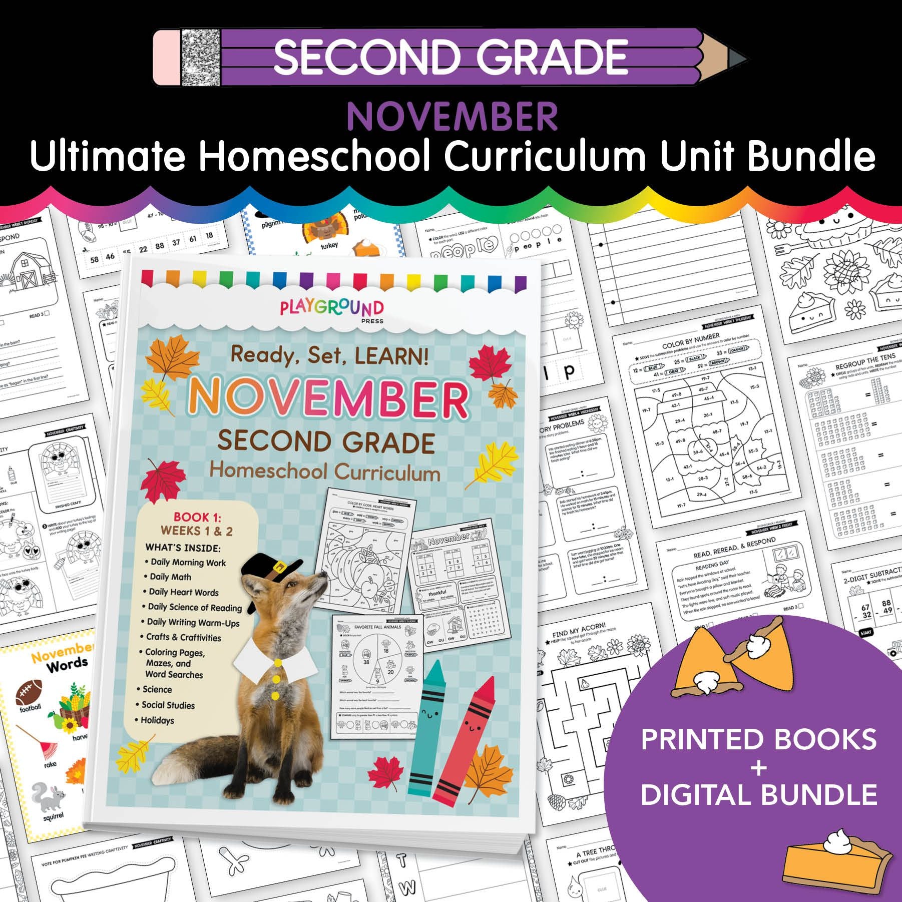 Ultimate Second Grade November Homeschool Curriculum Bundle
