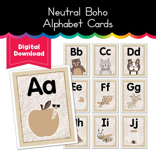 Neutral Boho Alphabet Cards
