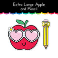 Load image into Gallery viewer, Extra Large Apple and Pencil Cutout