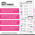 Load image into Gallery viewer, Printable Kindergarten April Daily Phonics