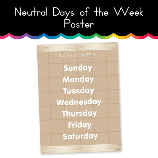 Neutral | Days of the Week | Home Learning Poster
