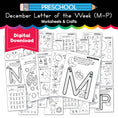 Load image into Gallery viewer, Printable Preschool December Letter of the Week (M-P)