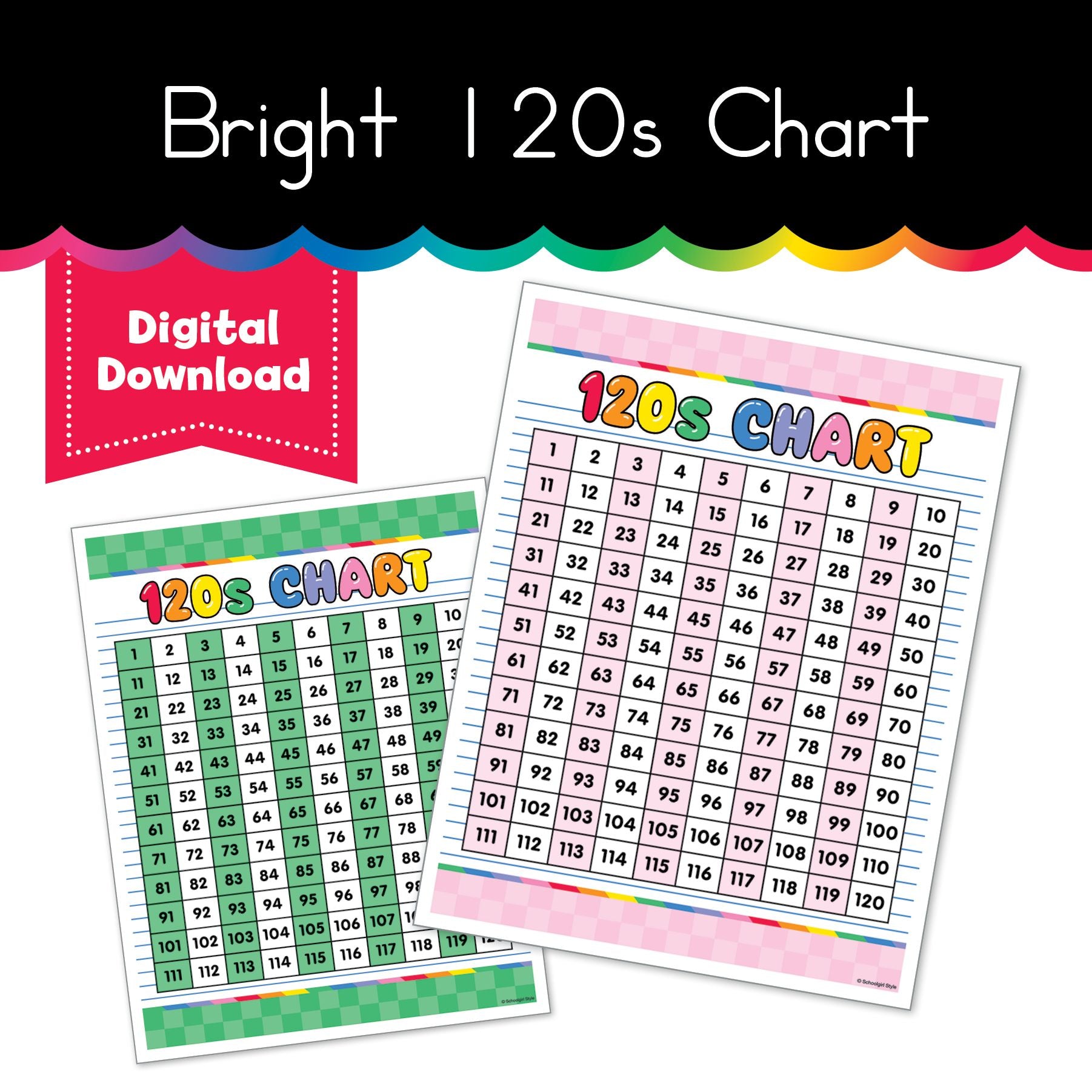 Printable Bright 120's Chart