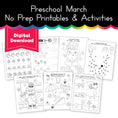 Load image into Gallery viewer, Preschool March No Prep Printables & Activities