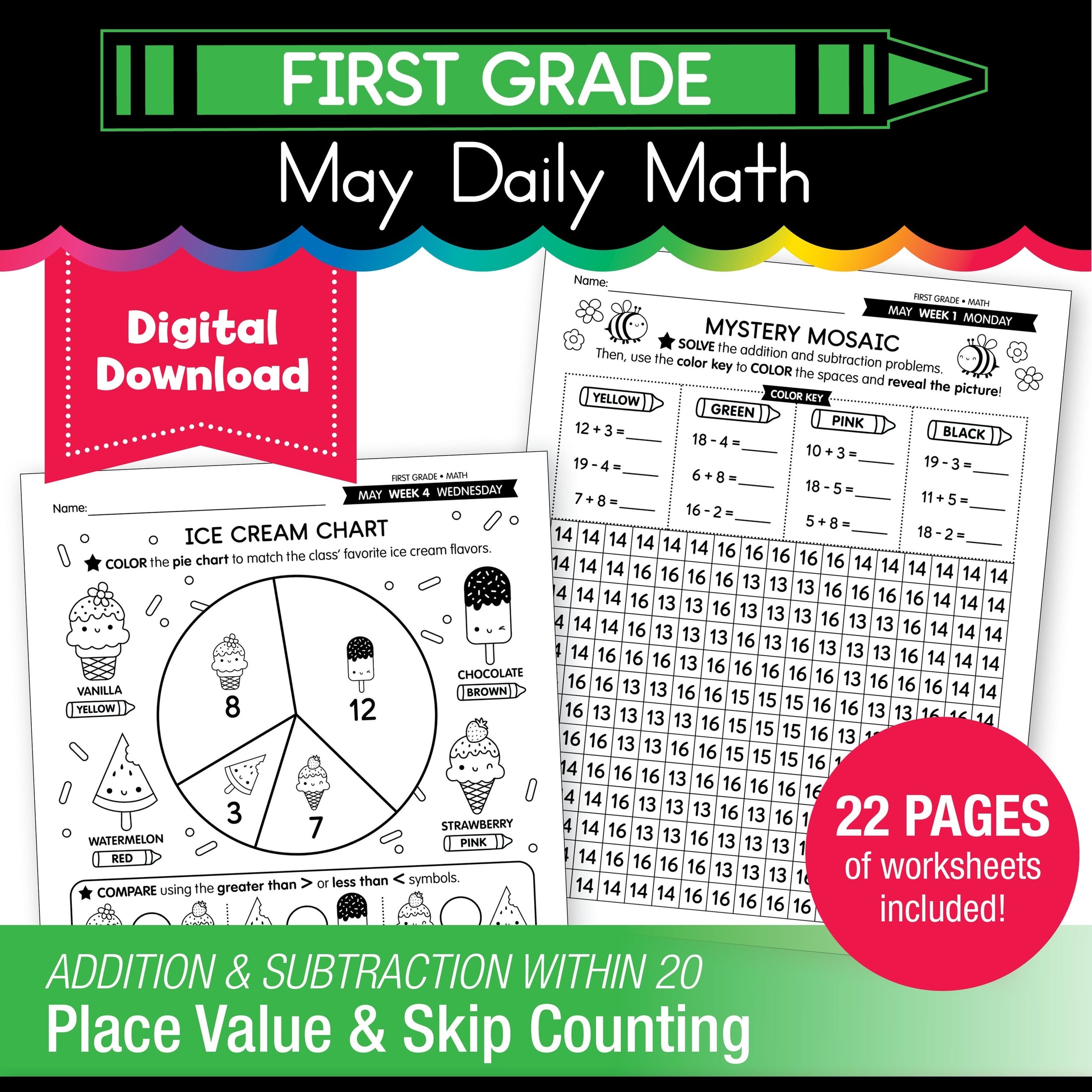 Printable First Grade May Daily Math