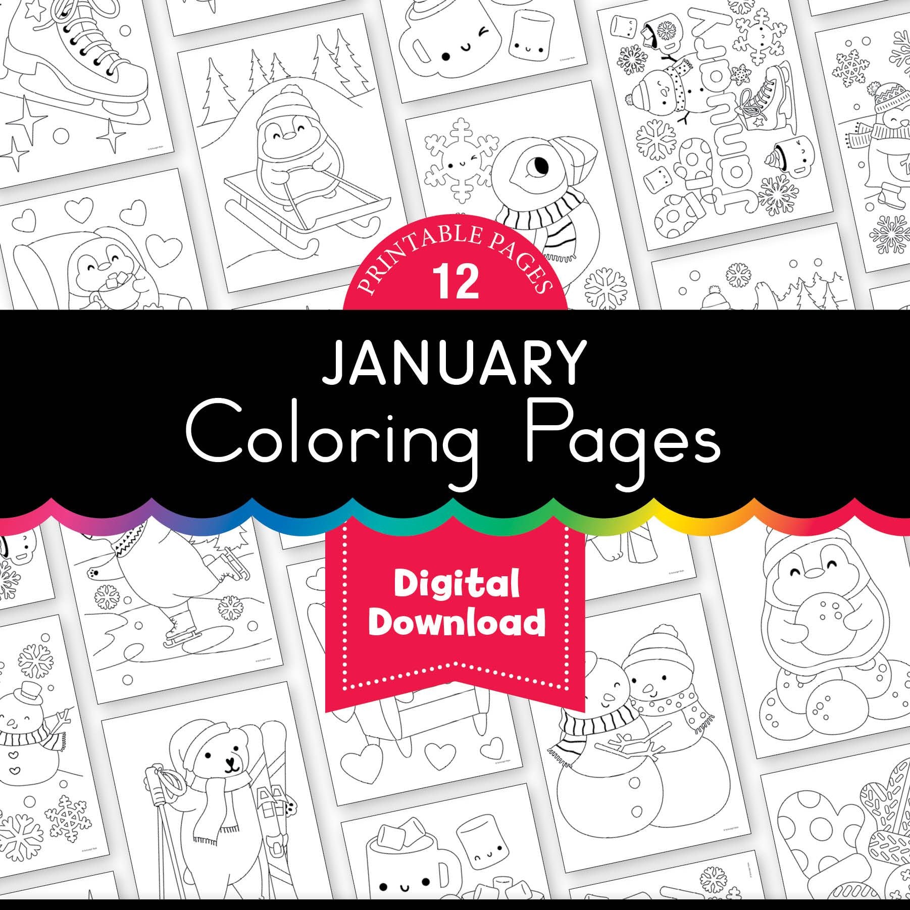 Free Printable January Coloring Pages Pack 2