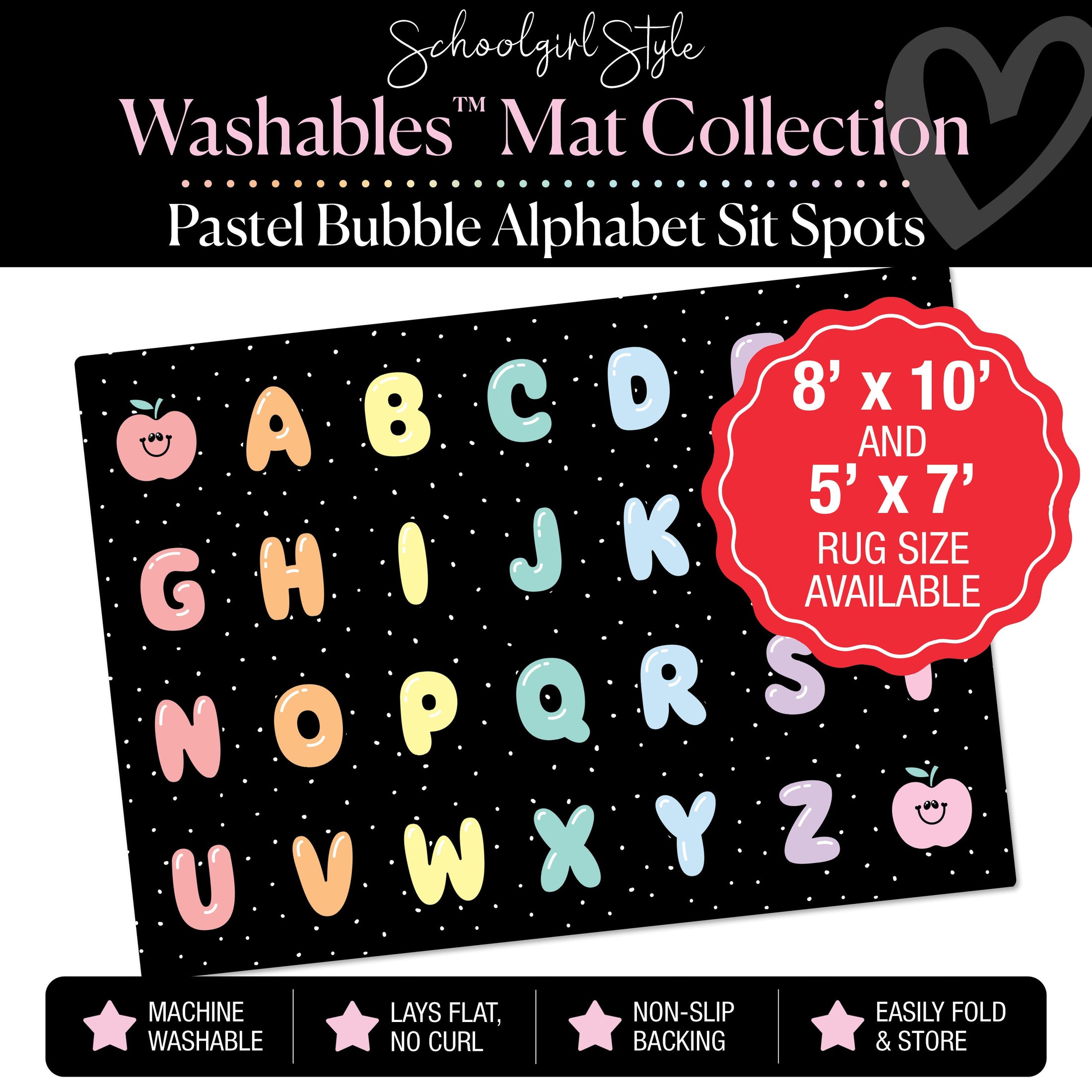 Pastel Bubble Alphabet Sit Spot Classroom Mat by Schoolgirl Style