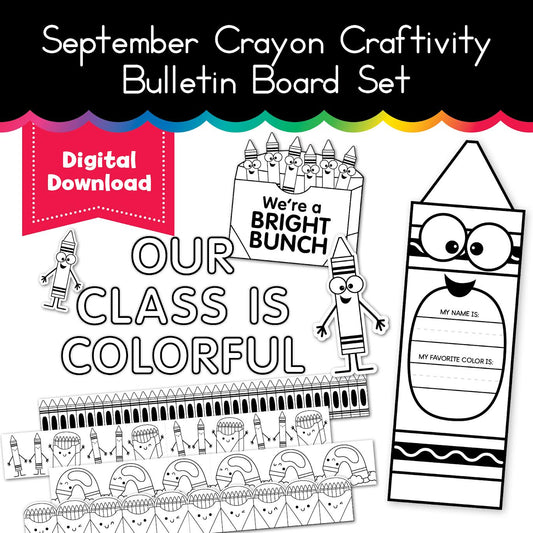 September Crayon Craftivity Bulletin Board Set