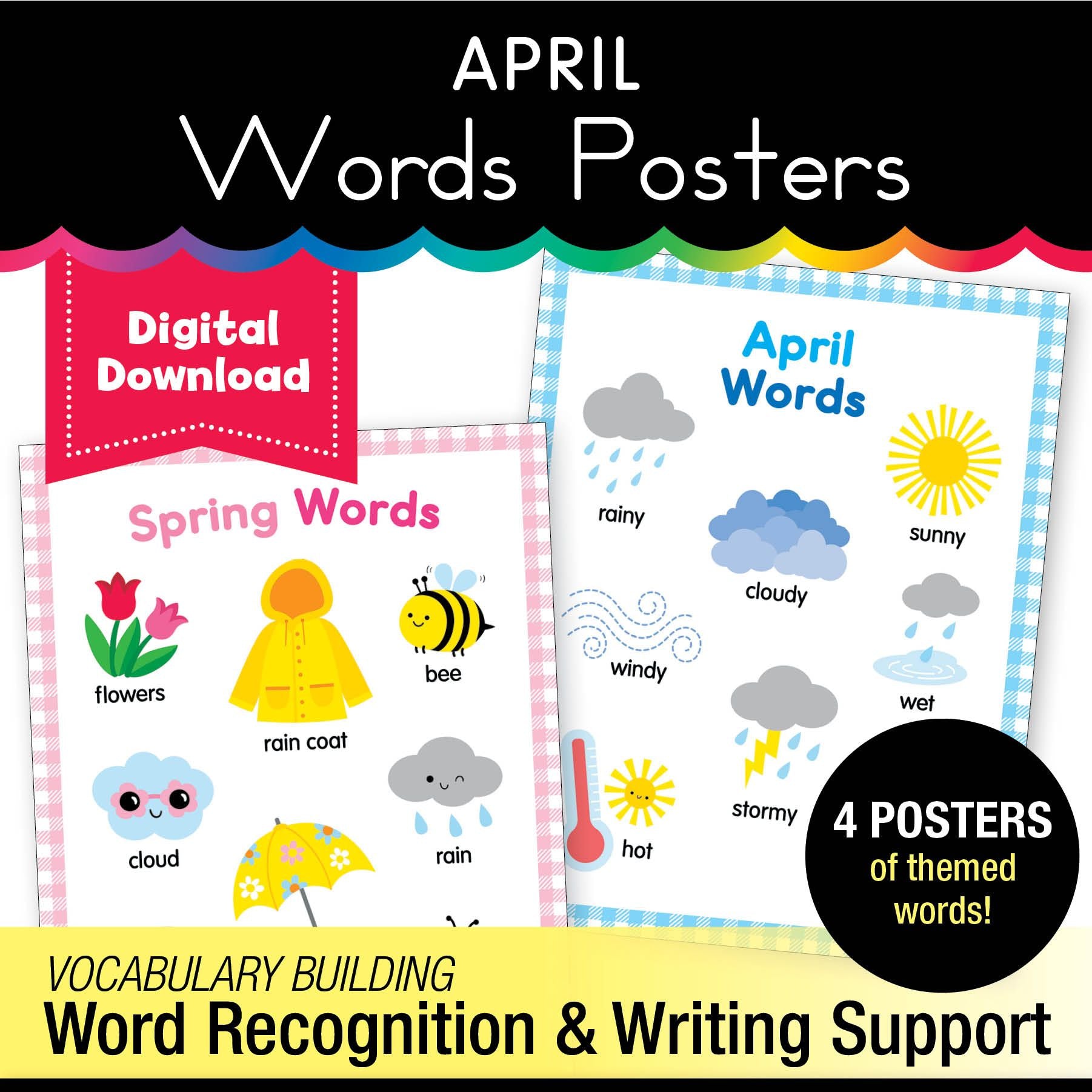 Printable April Words Posters