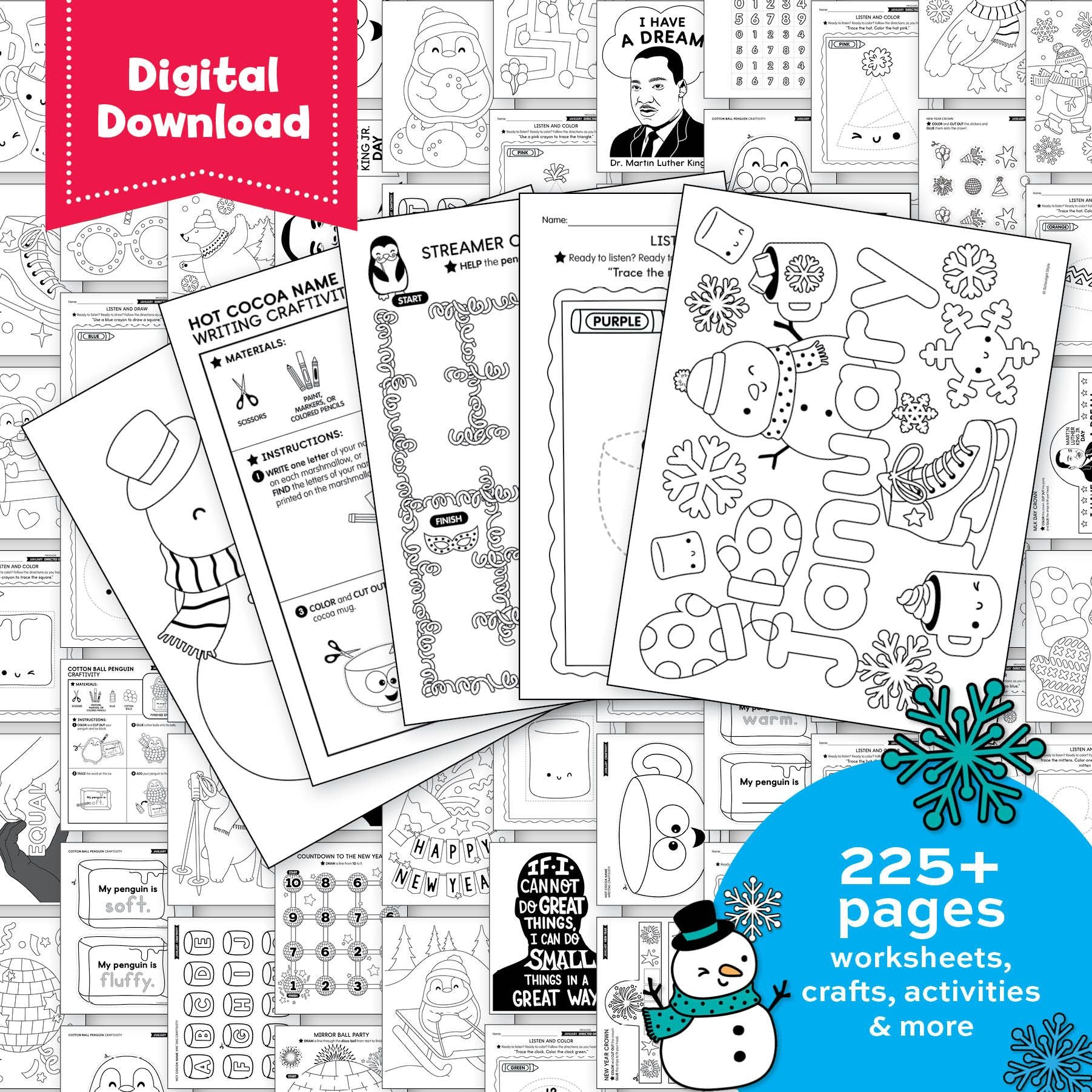 Printable Preschool January Homeschool Curriculum Bundle